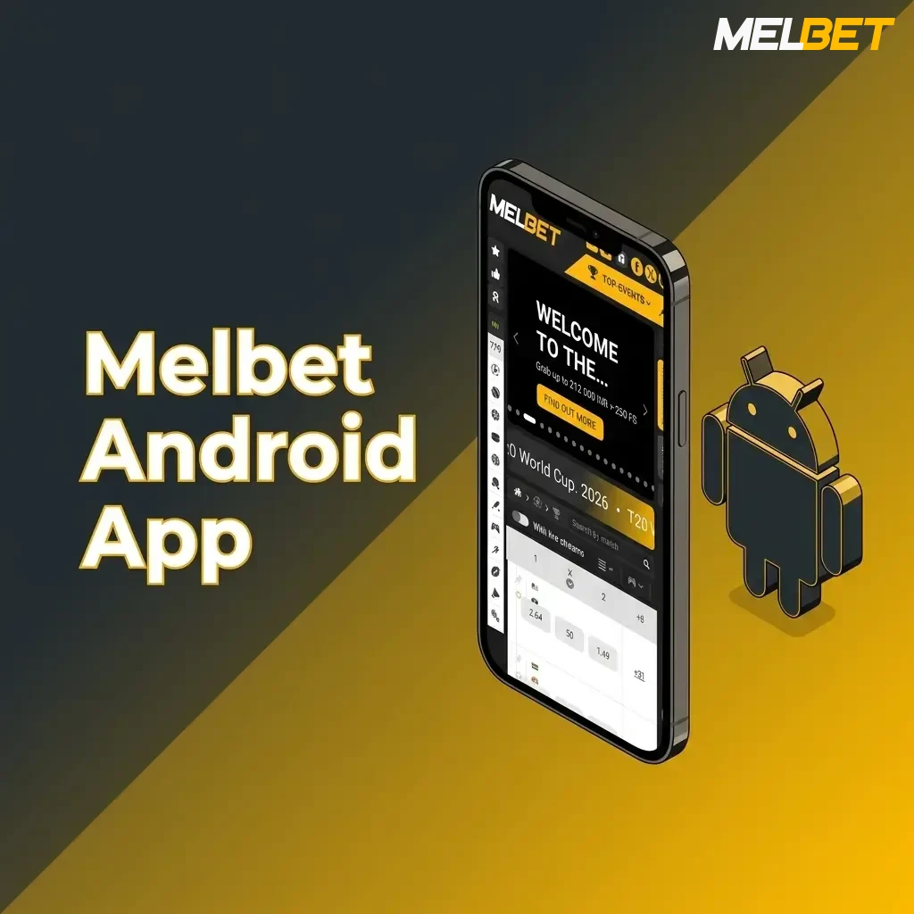 Melbet Android app interface showing sports betting and casino games available for free APK download