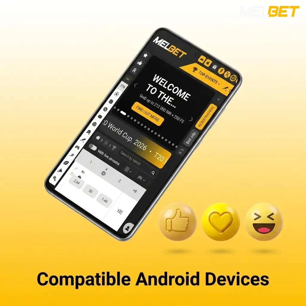 Melbet app compatible Android devices in India including Samsung, Redmi, Xiaomi, Realme, OnePlus, Vivo, OPPO, Poco, Motorola