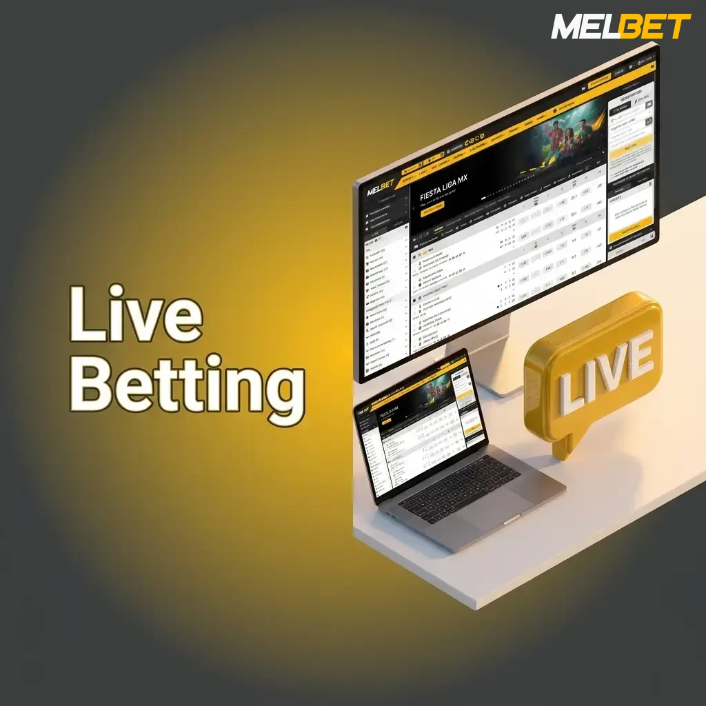 Melbet live betting interface showing in-play markets for cricket, football and 30+ sports with real-time odds updates