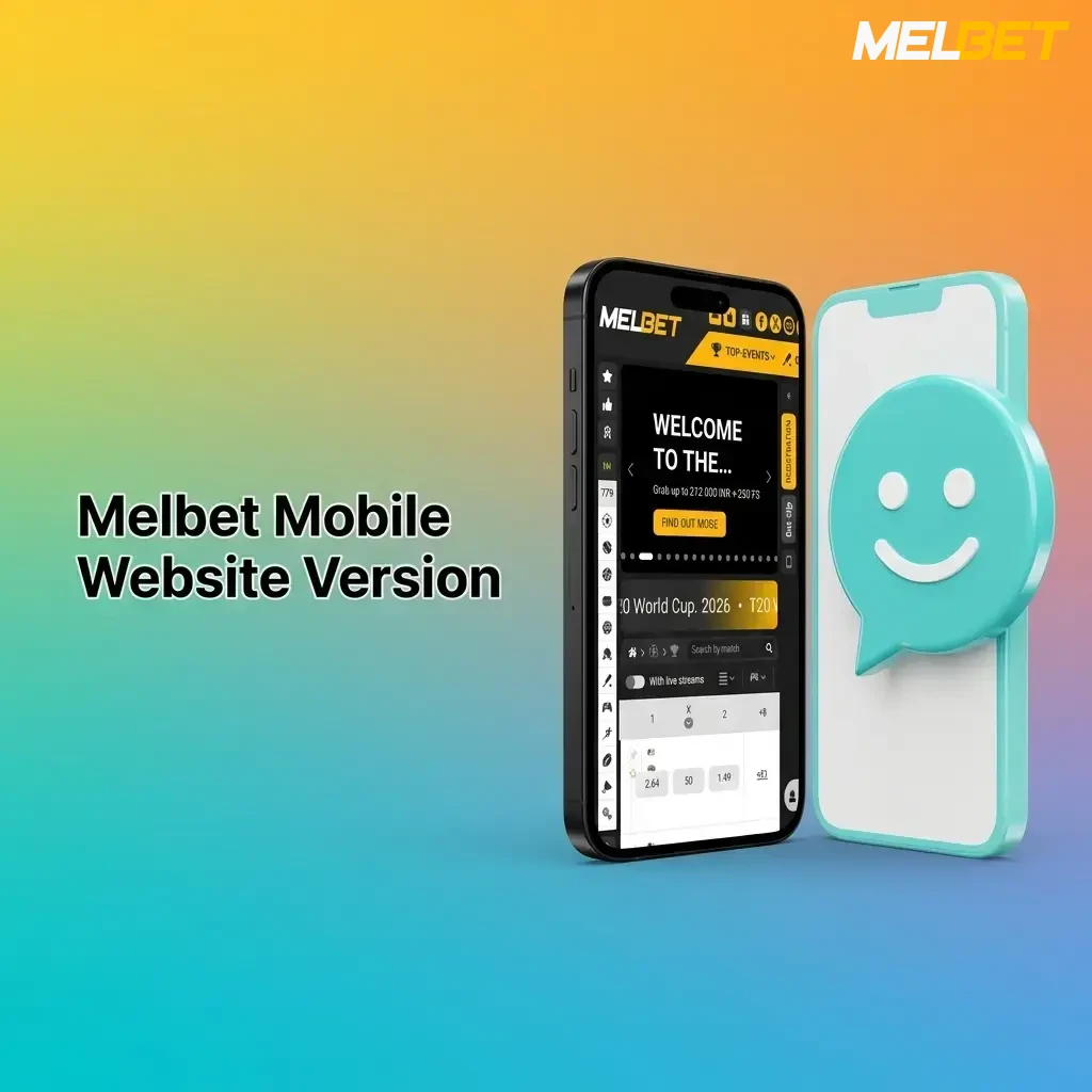 Melbet mobile website displayed on a smartphone, showing sports betting and live casino features optimised for mobile screens.