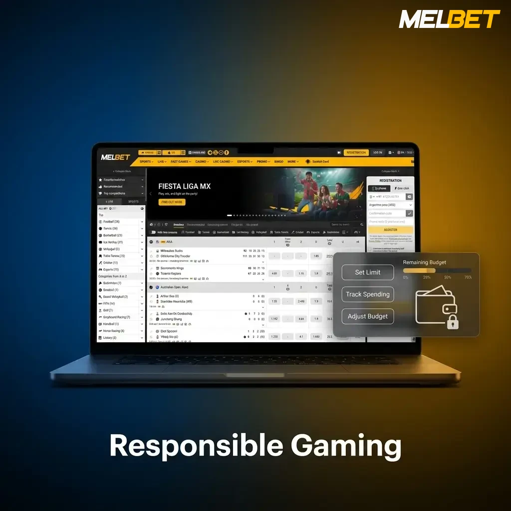 Melbet responsible gaming tools including deposit limits, self-exclusion, session controls, and underage gambling prevention features.