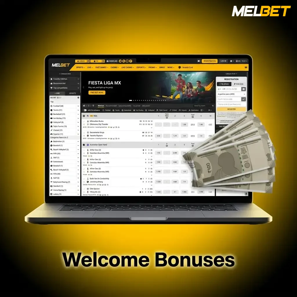 Melbet India welcome bonuses: 450% casino bonus up to ₹2,12,000 and 150% sports bonus up to ₹40,000