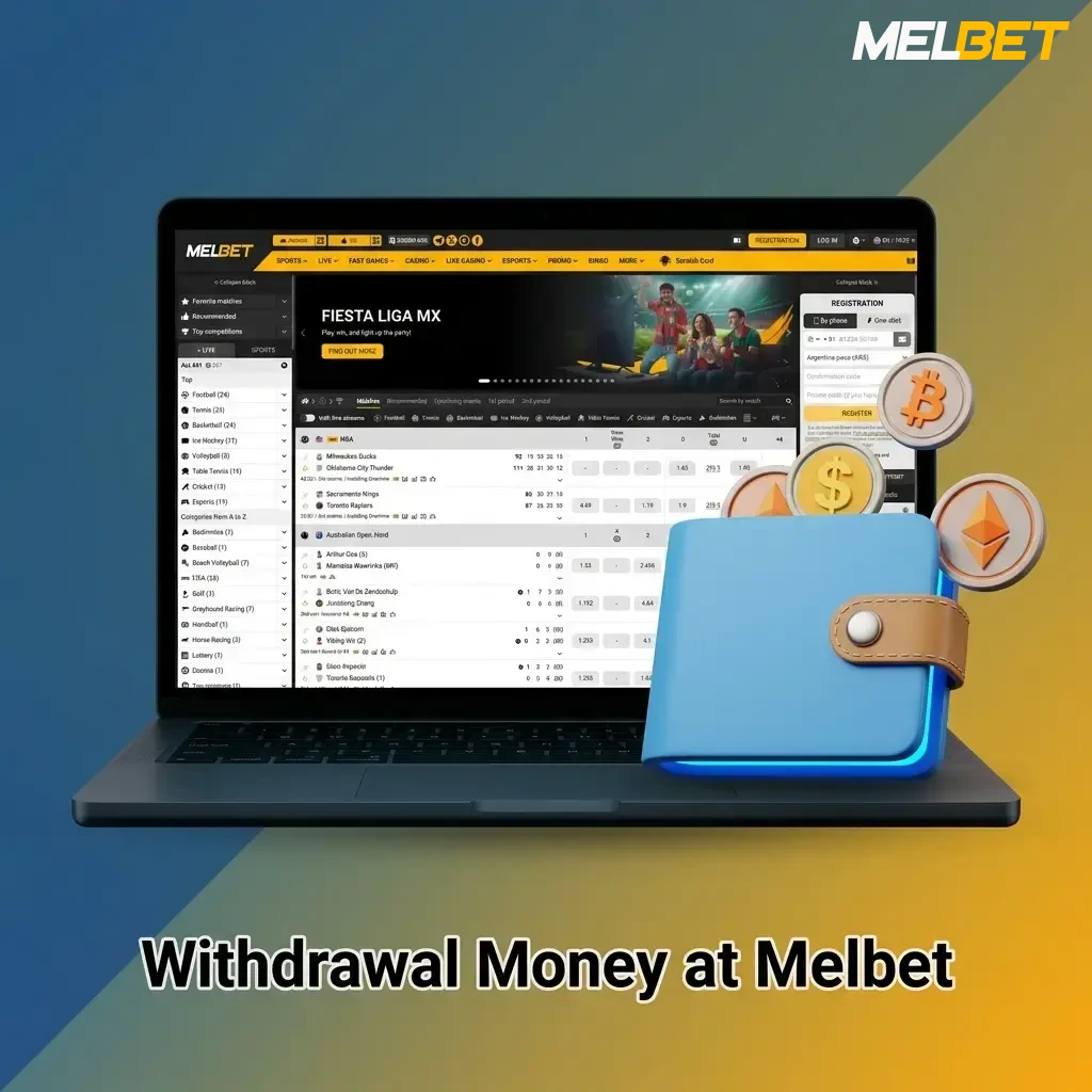 Melbet withdrawal steps showing UPI, bank transfer, and e-wallet options with account dashboard transaction tracking